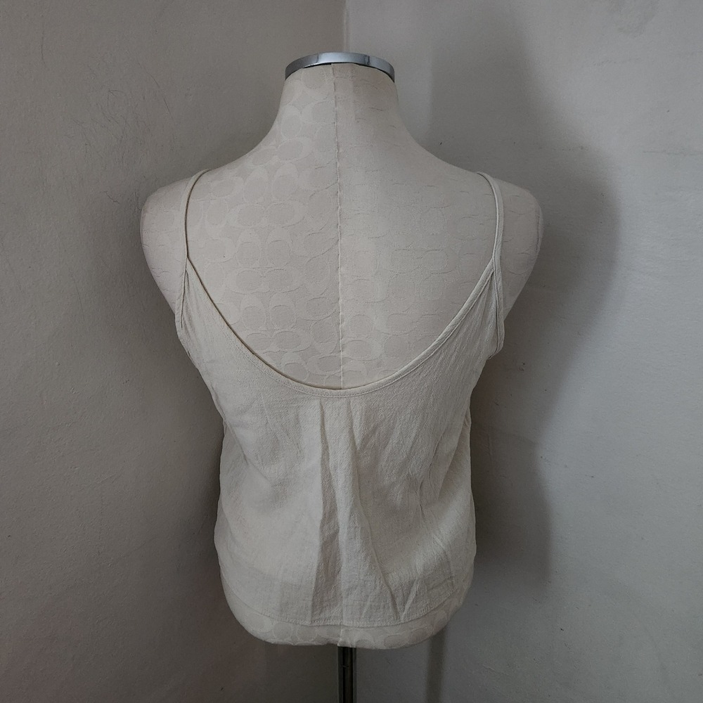 SHEIN Womens Cream Textured Button Front Camisole V-Neck Tank Top Size Medium 6 - Picture 2 of 5
